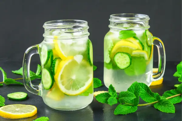 Água Aromatizada com Limão, Pepino e Alecrim
