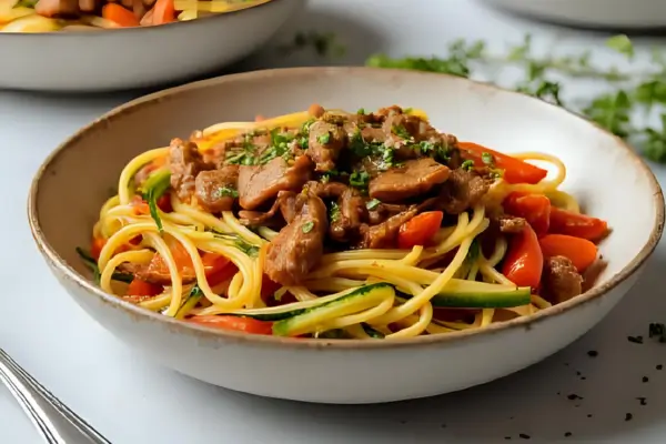 Macarrão de abobrinha com molho de carne magra