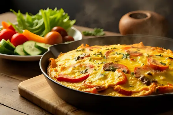 Omelete de forno com legumes + salada fresca