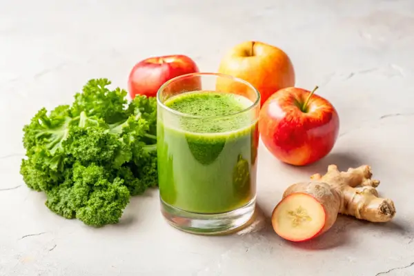 Smoothie verde com couve, maçã e gengibre