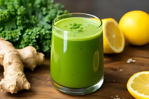 Suco Verde Detox com Couve, Limão e Gengibre