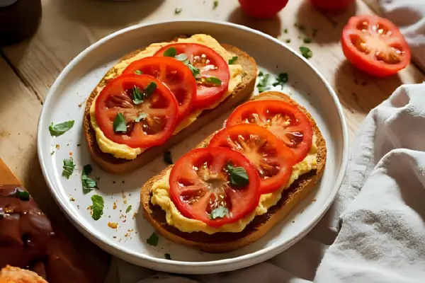 Torrada Integral com Homus e Tomate