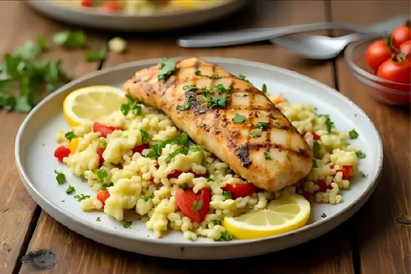 Arroz de Couve-Flor com Tilápia Grelhada