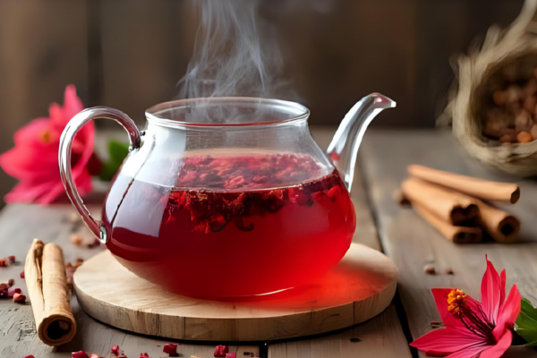 chá de hibisco com canela