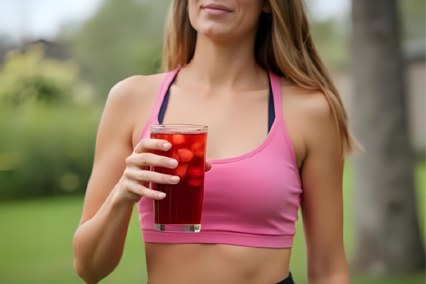 Chá de hibisco sendo consumido como parte de uma rotina saudável para acelerar o metabolismo