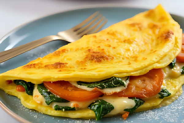 Omelete Recheada com Espinafre e Queijo