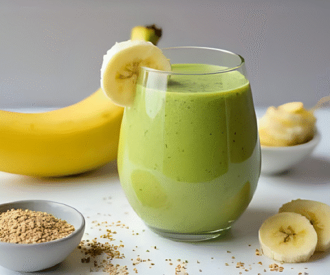 smoothie de abacate com banana e linhaça