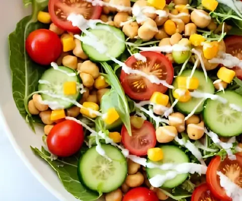 Salada Colorida com Molho de Iogurte Leve, Saudável e Prática