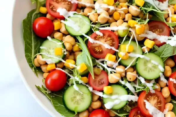Salada Colorida com Molho de Iogurte Leve, Saudável e Prática
